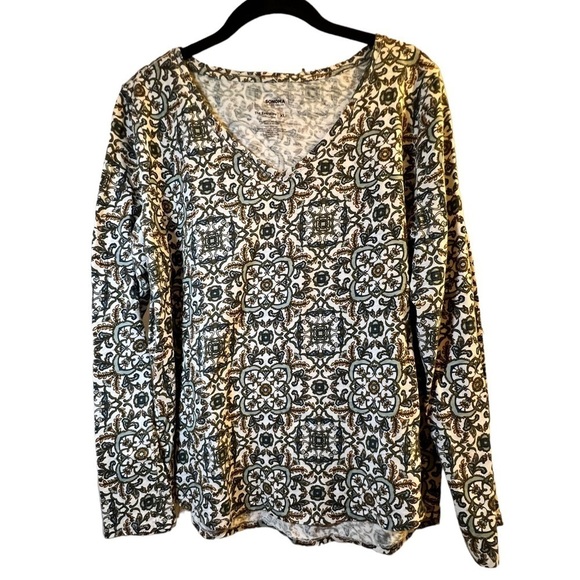 Sonoma top V-neck white with green and yellow floral print size XL - Picture 1 of 10